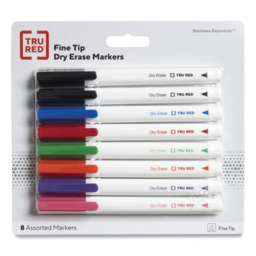 TRU RED™ Dry Erase Marker, Pen-style, Fine Bullet Tip, Seven Assorted Colors, 8-pack freeshipping - TVN Wholesale
